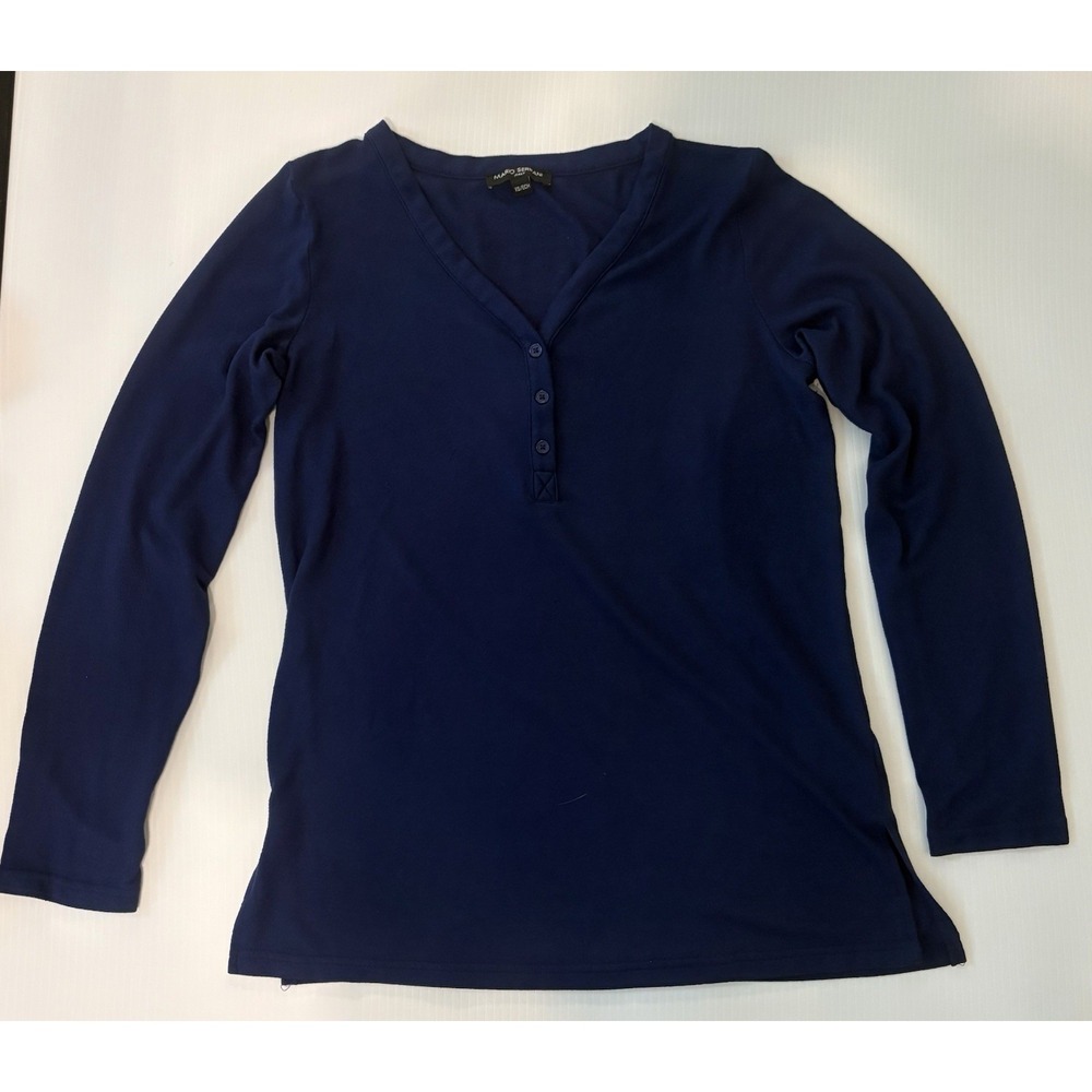 Mario Serrani Italy Top Women XS Blue V-Neck Long Sleeve